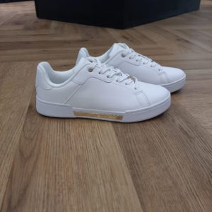 Tommy Hilfiger Sneakers Golden White-Tommy Hilfiger Baskets basses-TOMMY HILFIGER Baskets Femme Golden HW Court 7560 White Gold