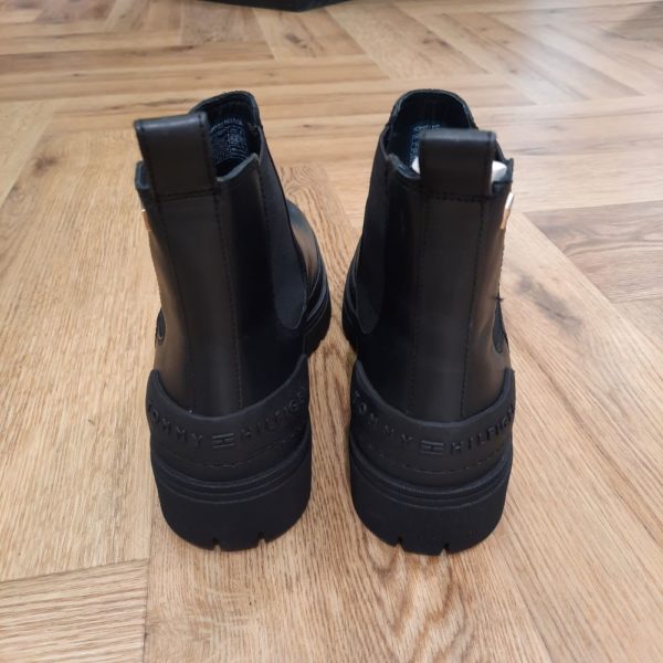 Casual Leather Flat Boot Black – Image 3