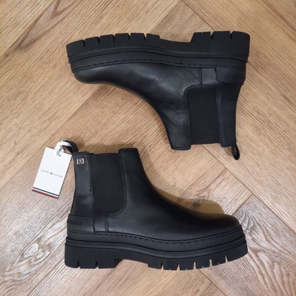 Casual Leather Flat Boot Black – Image 4