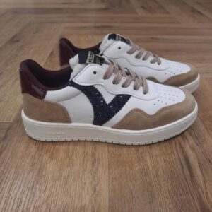 Victoria Seul Beige-MADRID EFFET CUIR/DAIM & PAILLETTES Baskets pour femme